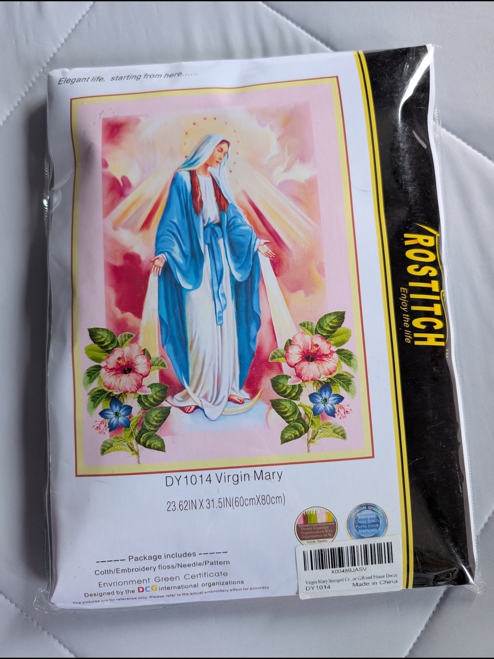 ROSTITCH Virgin Mary Stamped Cross Stitch Kit(NWT)